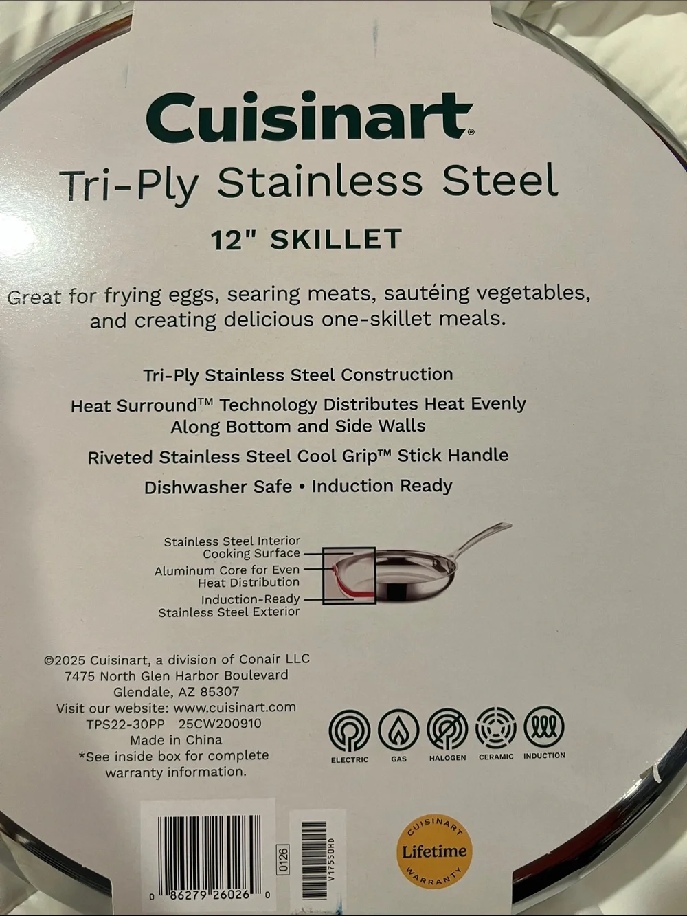 Cuisinart Stainless Steel Tri-ply stainless steel 12” Skillet